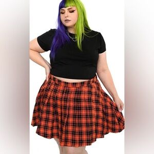 Foxblood orange and black plaid Halloween skirt